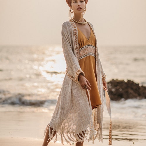 Blue printed kimono dress main image 0
