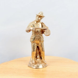 Violist / music player || Vintage solid brass statuette / figurine