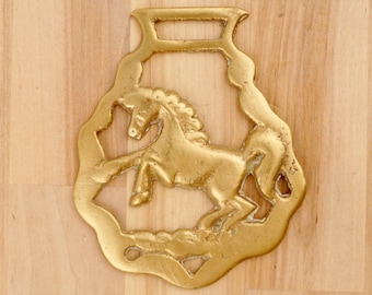 Jamping horse Horse Brass Badge || Vintage Solid brass