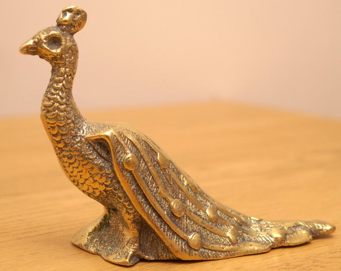 Vintage Solid Brass Peacock Figurine Peafowl Home Decor Etsy