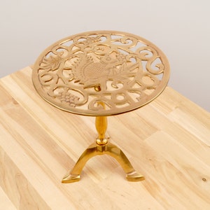 .Messing Teekessel Stand / Miniatur Tisch || Vintage Massivem Messing || Eichhörnchen