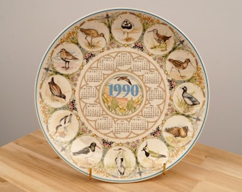 1990 calendar porcelain plate by Wedgwood || Waders Calendar plate Fifth in a Series of Five Plates Featuring British Birds