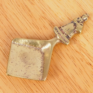 Jenny Jones Caddy spoon  / small spoon / souvenir spoon / mini ladle || vintage solid brass || Welsh Lady spoon