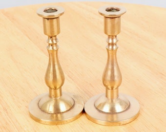 Candlestick Holders || Small Candle holder pair || Vintage Solid Brass || Peerage Made in England