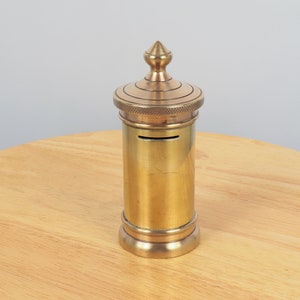 Savings Bank made of brass || Vintage bronze and solid brass piggy bank / money box / mailbox design || Very heavy with a screw cap