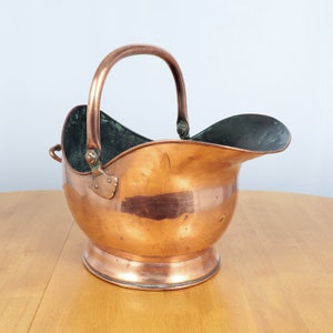Coal bucket / pail / container / scuttle || Vintage copper || Fire place accessory