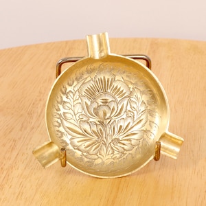 Ashtray || Vintage Solid brass || 3 spaces || INDIA 1365 J