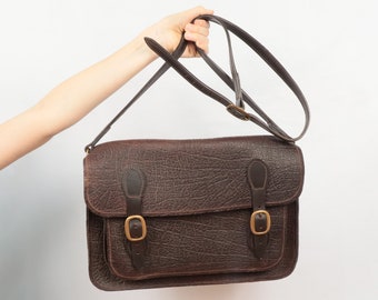 Leather shoulder bag / case || dark brown || Vintage Leather || School Satchel / Briefcase / Carry  Bag