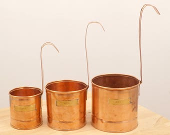3 Milk measuring jugs / cups || Vintage copper || set of three
