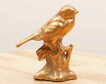 Bird Figurine / Statue / sculpture || Home decor || Vintage Bronze || Green fabric base