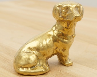 ダックスフント / 真鍮製犬の彫刻 || ヴィンテージ彫像 || 金属合金製