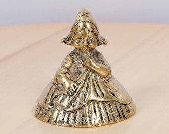 Hand bell / lady bell / bell in a shape of a girl || Vintage solid brass bell || Peerage Made in England