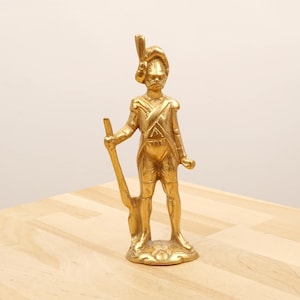 French Soldier sculpture / statue || Vintage solid brass || Military souvenir / warrior / army man / brave man