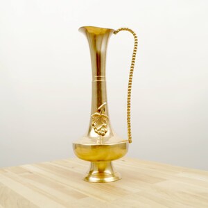 Vase / pitcher || vintage solid brass || detailed floral design