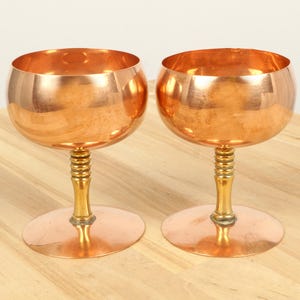Two copper and brass goblets / glasses  || Vintage copper glasses