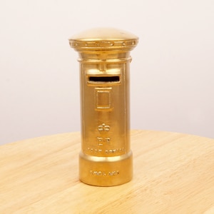 Savings bank / piggy bank || Post office design || Vintage solid brass || Made in England || Coins || Closure with Cork