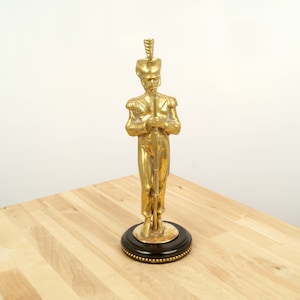 Mid size Sculpture of a  soldier || Vintage Solid brass || Wooden base || late 18th - early 19th century