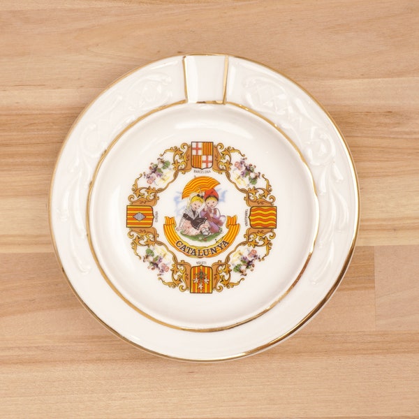 CATALUNYA Fuente / plato / bandeja / cenicero de cerámica // Diseño elegante // Vintage // Souvenir de Cataluña