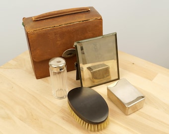 Borsa Da Toeletta Vintage In Pelle Marrone, Piccolo Kit Da Viaggio Per Uomo, Fatta A Mano