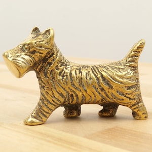 Dog Sculpture  - Scottish terrier || Vintage Statue || Metal Alloy Figurine || Miniature Statuette || Terrier figurine / Brass dog
