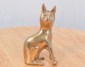 Gato / Gato Bastet / Escultura / estatueta / pisa-papéis de gato egípcio || Gato vintage de latão maciço || Marcado com número - 5265