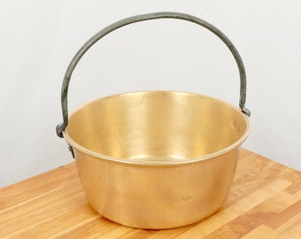 Caldero/Olla de caldera // Vintage Latón macizo // Mango de hierro fundido