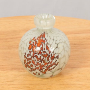 Glas Briefbeschwerer / Vase / Diffusorhalter / Räucherstäbchenhalter || Vintage massives Glas mit weißen und orangen Flecken Ornamenten