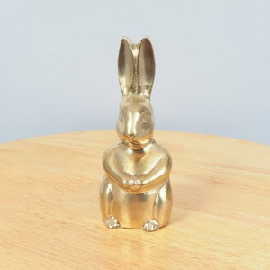 Brass Easter Bunny holding a carrot in his hand || vintage heavy solid brass