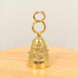Desk bell || Snake shape handles and Lizard pictures pictures on the side || High quality heavy high pitched || Vintage solid brass bell