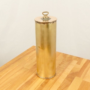 Flask / Bottle / Thermos || Vintage solid brass || Tight small lid || Quite large and heavy
