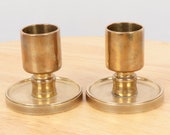 Set of two vintage Candle Holders Candle Sticks solid brass candle holders Trench art made pf army shell