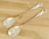 Vintage salad servers in original box Silver plated Made in England Falstaff B6685 Pair of Kings pattern silverplated salad servers