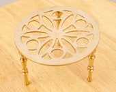 Kettle stand tea pot stand plant pot stand trivet Vintage solid brass Small table House decor