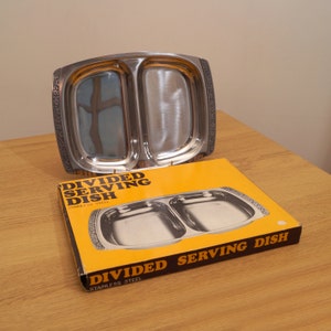 Vintage Divided Serving Dish || Stainless Steel