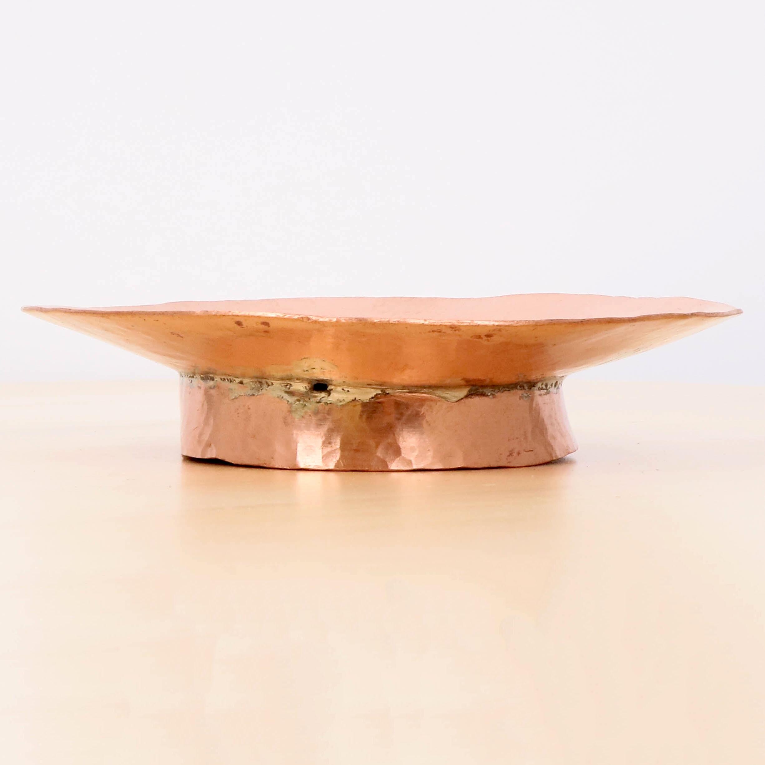 手作りの槌目銅皿 | 打ち出し銅製小物入れボウル | 素朴な銅製装飾品 
