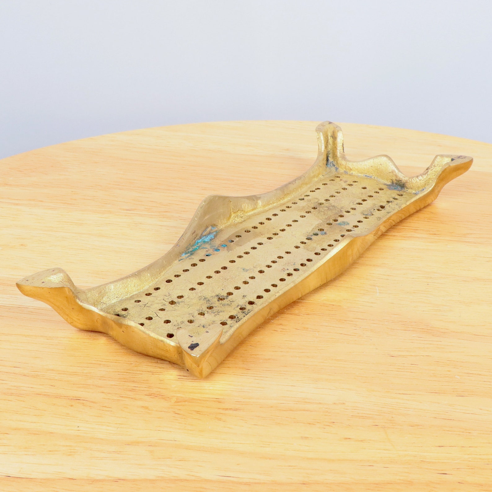Game Point Counter Cribbage brass board Vintage solid Etsy