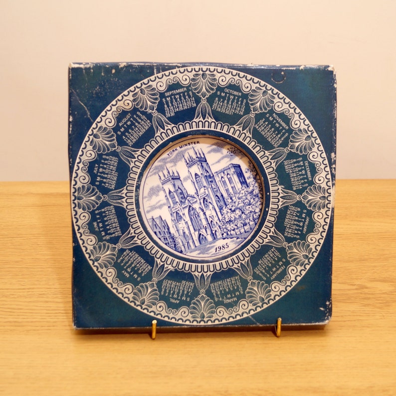 1985 calendar porcelain decorative plate York Minster Etsy