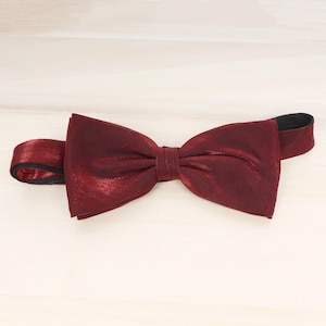 Vintage Handmade Royal Red / Dark red polyester Bow Tie || Vintage English Accessory