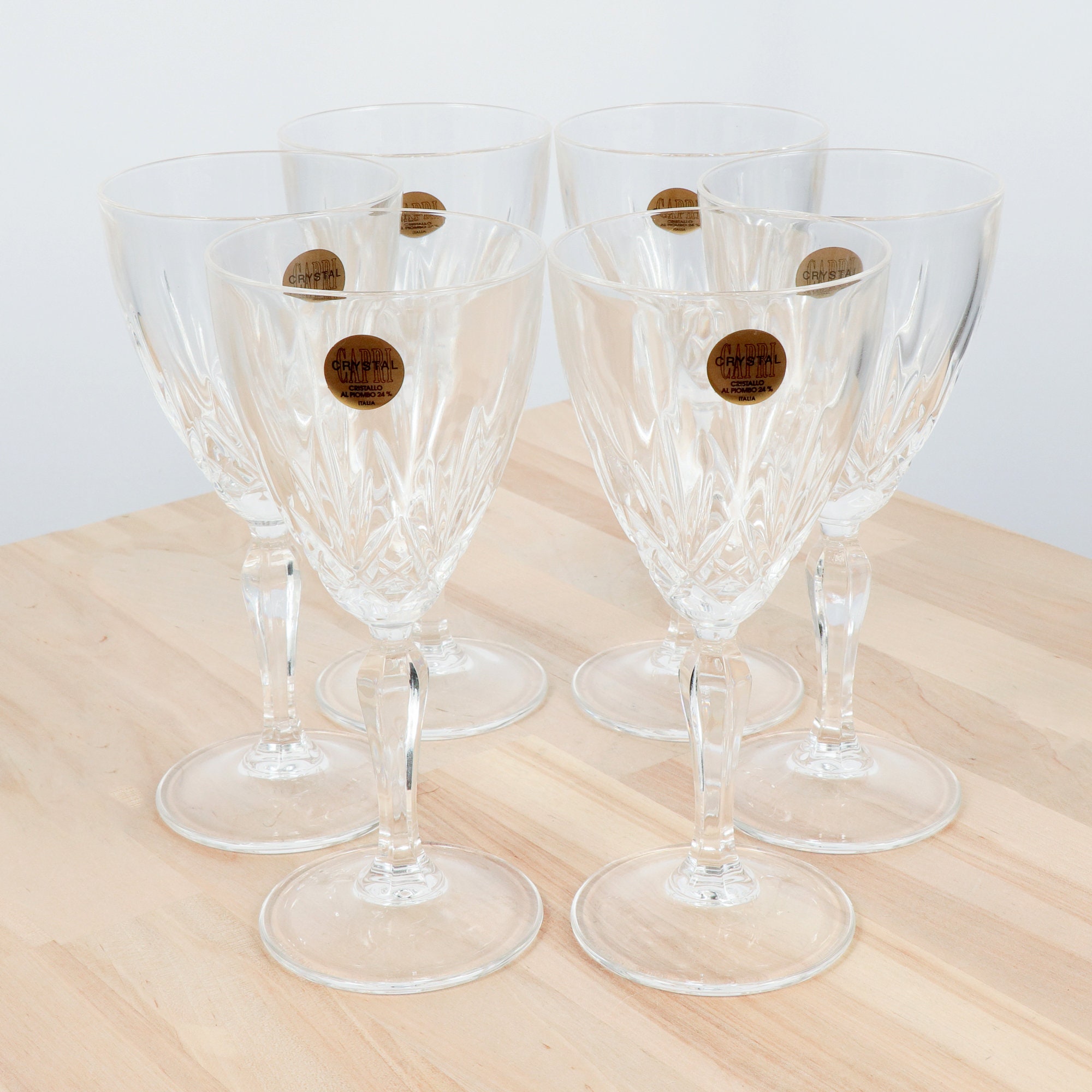6 CAPRI Crystal Wine glasses RCR Royal Crystal Rock 24 Etsy