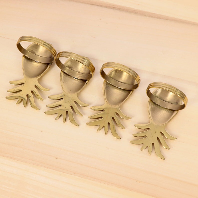 4 Napkin Rings Vintage Solid Brass Pineapple design image 4