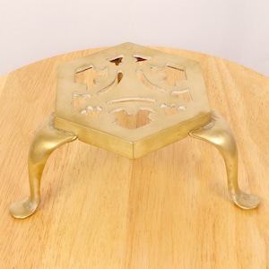 Kettle / tea pot / plant pot stand / trivet || hexagon shape || Vintage solid brass
