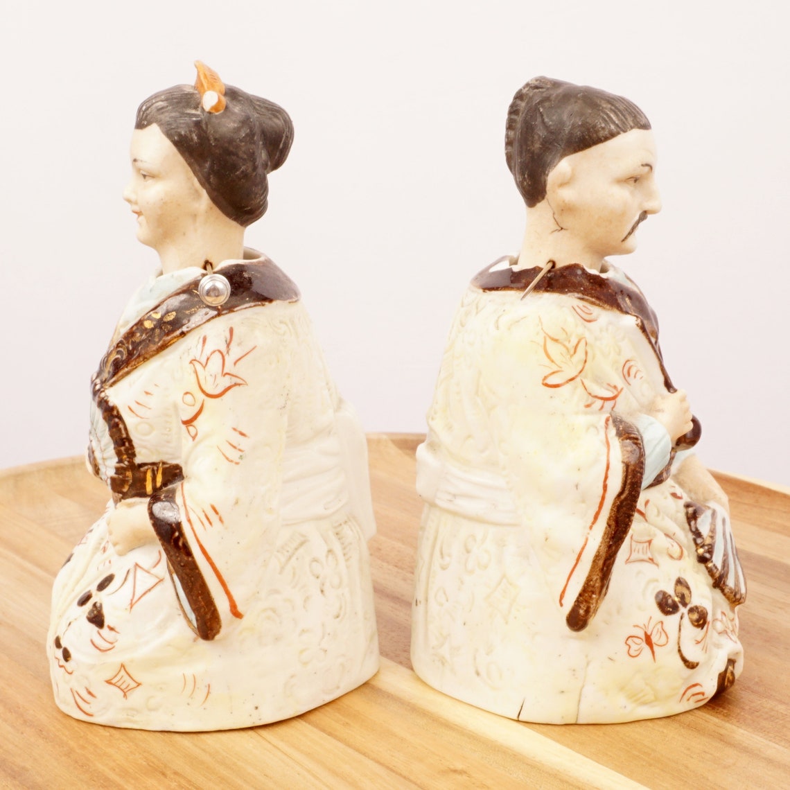 2 ceramic moving heads / figurines / sculptures Vintage Etsy