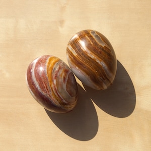 Polished marble eggs ( set of 2 ) || vintage || Brown