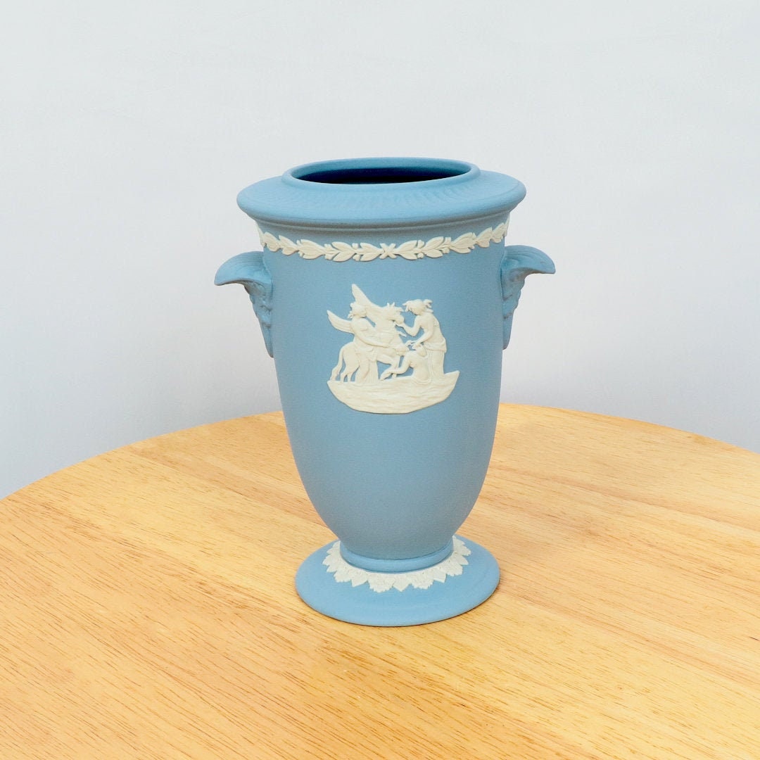 Wedgwood Vase Made in England Jasper Blue and White Vase Etsy