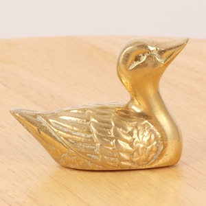 Duck figurine / sculpture / miniature || Vintage solid brass || Detailed bird