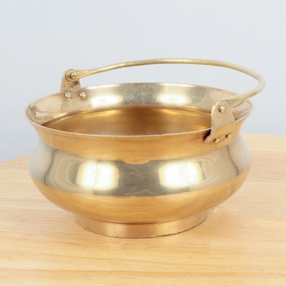 Basket / Bowl With Handle / Sugar Bowl / Small Bucket With Handle Vintage  Solid Brass 