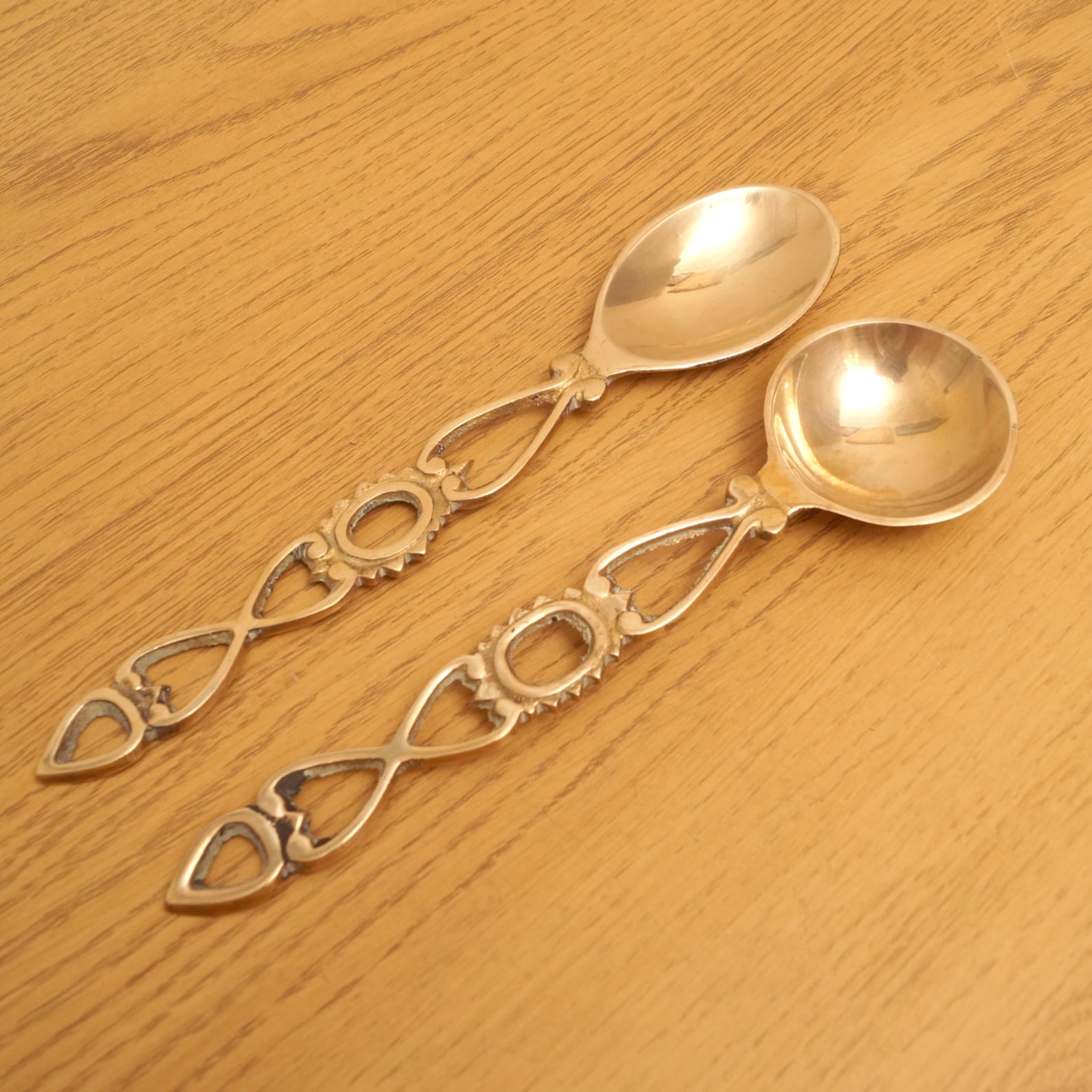 Brass decorative spoon set vintage Set of two Loving Etsy
