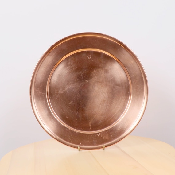 Assiette Plateau Grec Ancien Cuivre Gravé – XIX-XXe – Oiseau Symbole Liberté