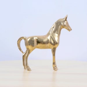 Vintage Solid Brass Horse Figurine – Small Brass Sculpture – Equestrian Collectible