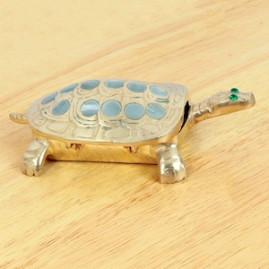 Turtle Box || Vintage solid brass and pearl/shell